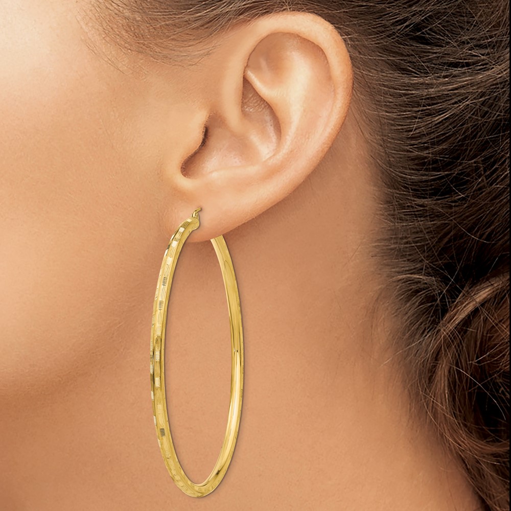 14k Diamond-cut Hoop Earrings (TF563)