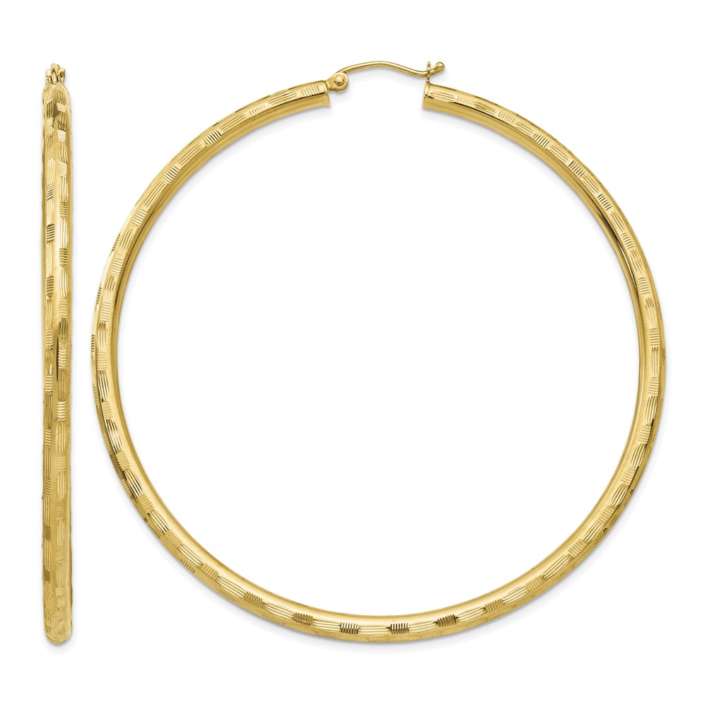14k Diamond-cut Hoop Earrings (TF563)