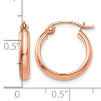 14K Rose Gold 2.75x 15mm Polished Tube Hoop Earrings view 4