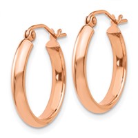 14K Rose Gold 2.75x 18mm Polished Tube Hoop Earrings view 2