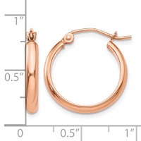 14K Rose Gold 2.75x 18mm Polished Tube Hoop Earrings view 4