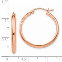 14K Rose Gold 2.75x 25mm Polished Tube Hoop Earrings view 4