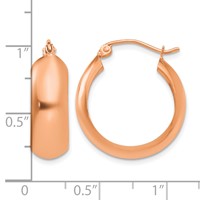 14K Rose Gold 7x 21mm Polished Hoop Earrings view 4