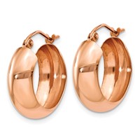14K Rose Gold 7x 19mm Polished Hoop Earrings view 2