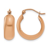 14K Rose Gold 7x 19mm Polished Hoop Earrings view 1