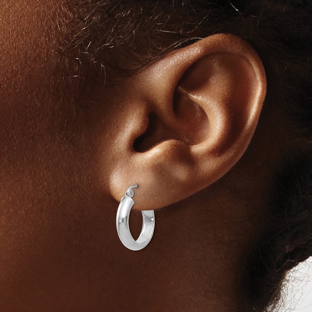 14k 14kt White Gold Hoop Earrings 19 mm X 4 mm | eBay