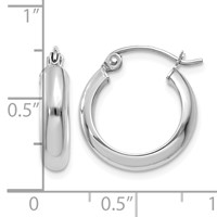 14K White Gold 3.75x 17mm Round Tube Hoop Earrings view 4