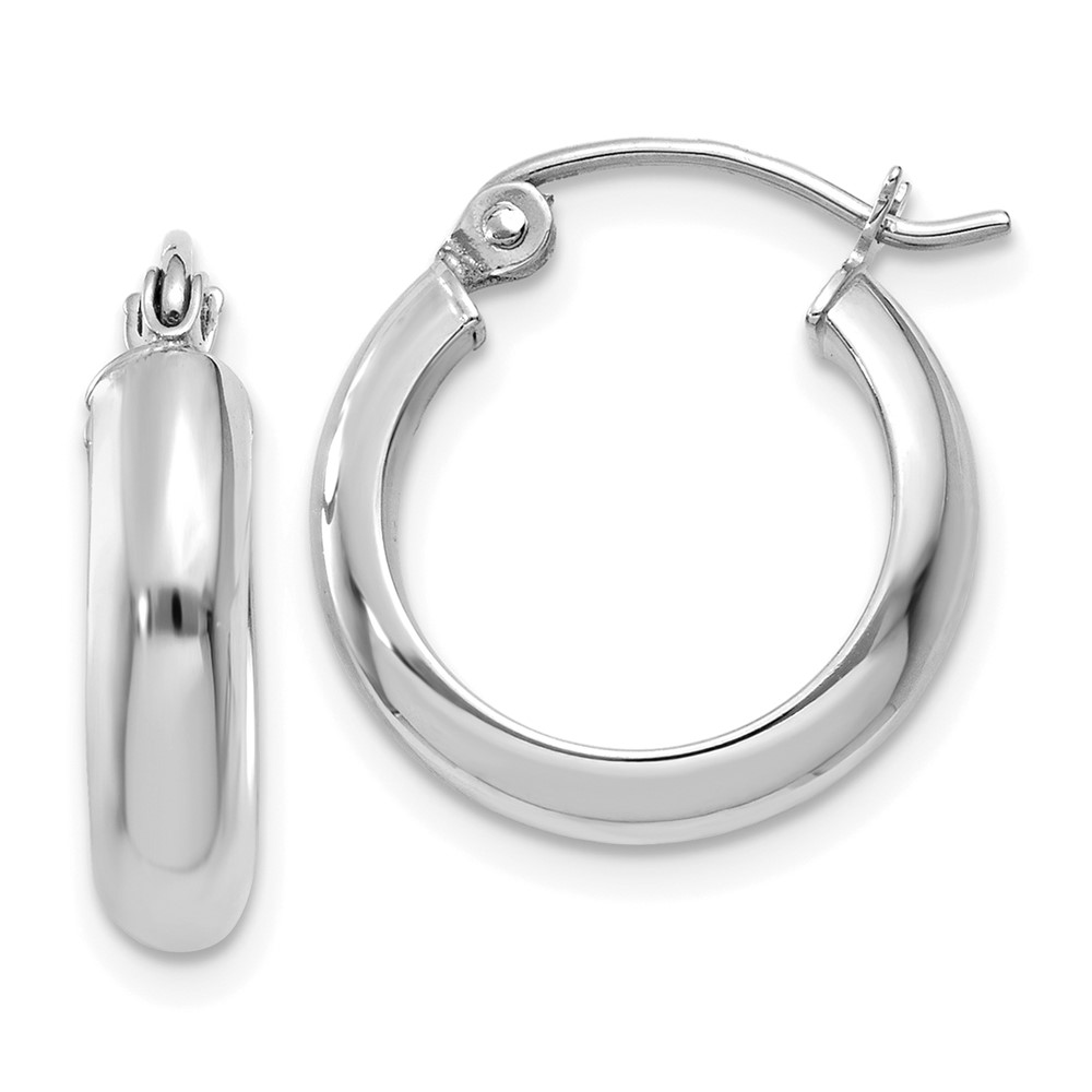 14k 14kt White Gold Hoop Earrings 19 mm X 4 mm | eBay