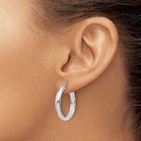 14K White Gold 3.75x 21mm Round Tube Hoop Earrings view 3