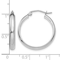 14K White Gold 3.75x 21mm Round Tube Hoop Earrings view 4