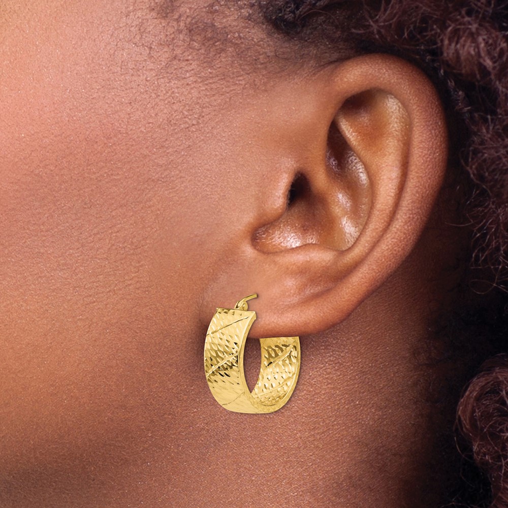 14k Diamond Cut Hoop Earrings (TF579)