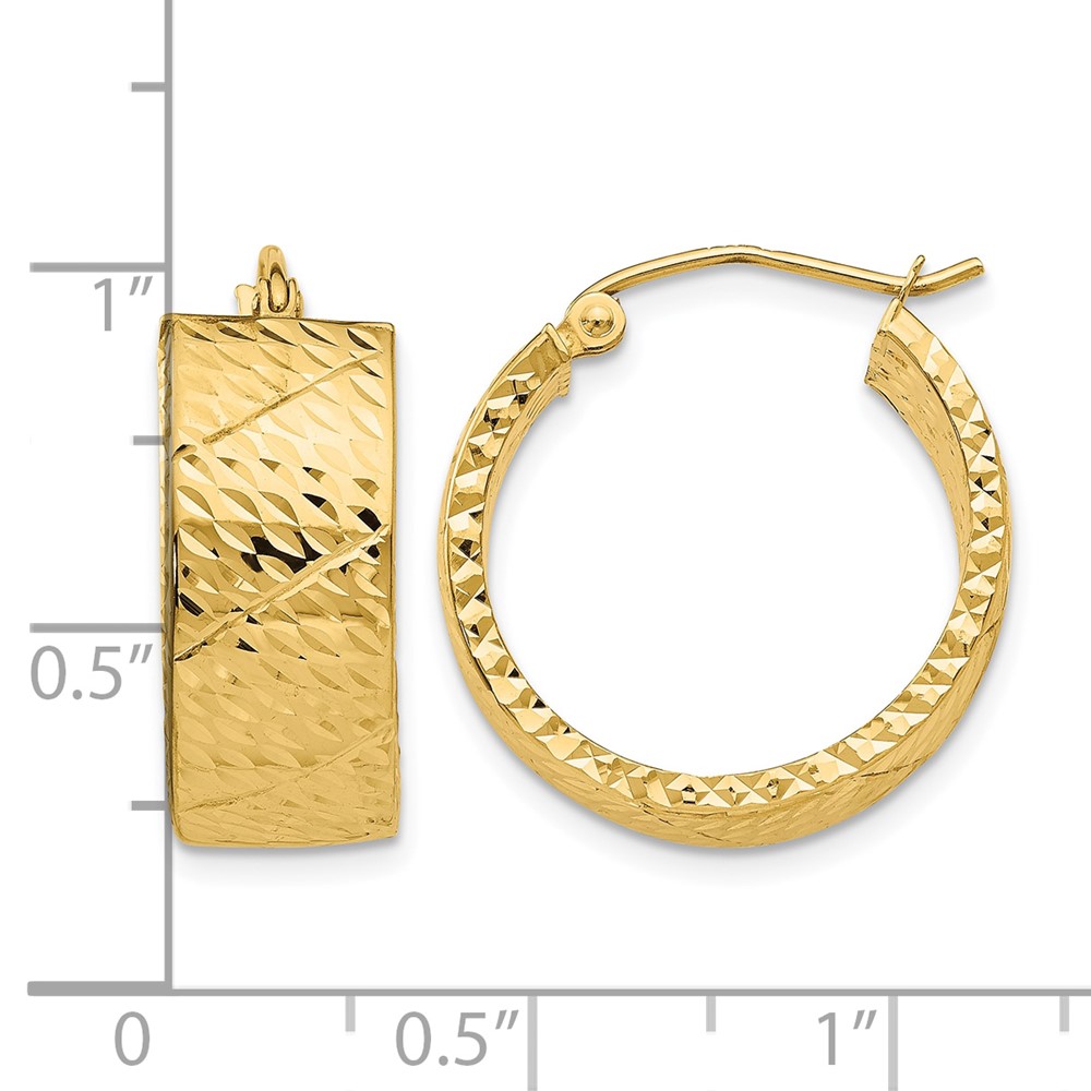 14k Diamond Cut Hoop Earrings (TF579)