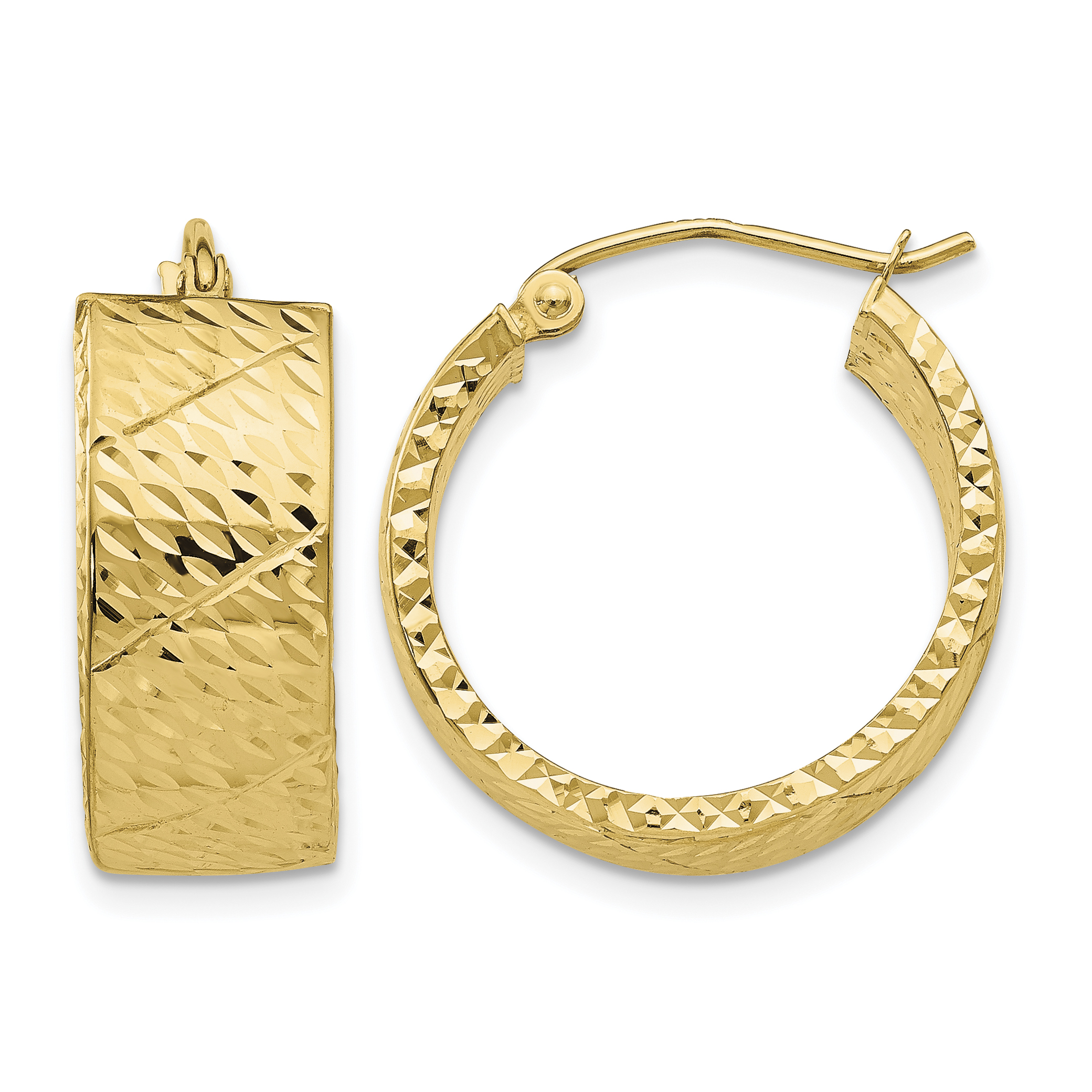 14k Diamond Cut Hoop Earrings (TF579)