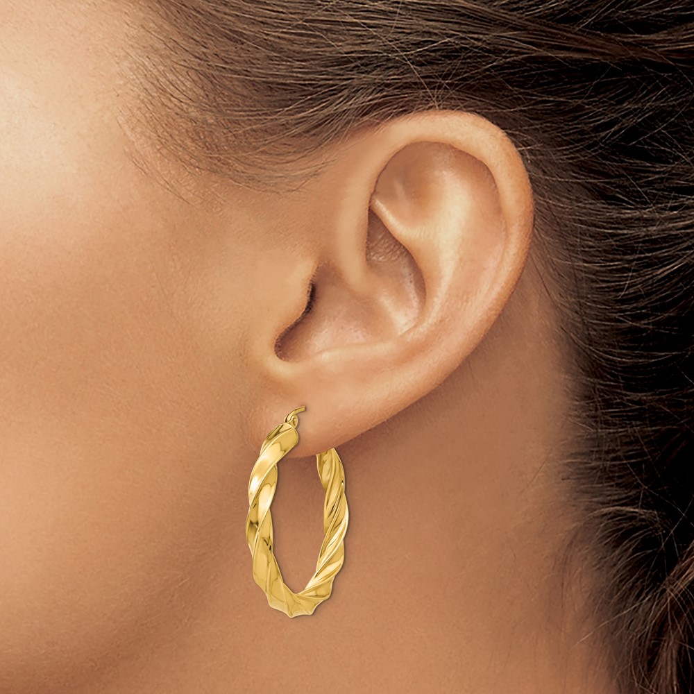 14k Light Twisted Hoop Earrings (TF590)