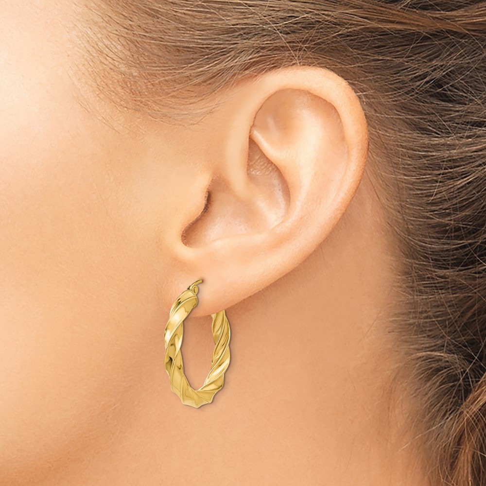14k Light Twisted Hoop Earrings (TF591)