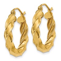 14K Light Twisted Hoop Earrings view 2