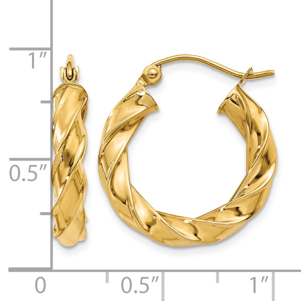 14k Light Twisted Hoop Earrings (TF592)