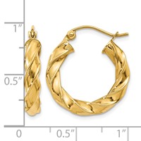 14K Light Twisted Hoop Earrings view 4