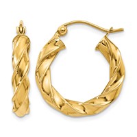 14K Light Twisted Hoop Earrings view 1