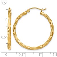 14K Polished & Satin Twisted Hoop Earrings view 4