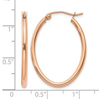 14K Rose Gold 2x 30mm Polished Oval Tube Hoop Earrings view 4