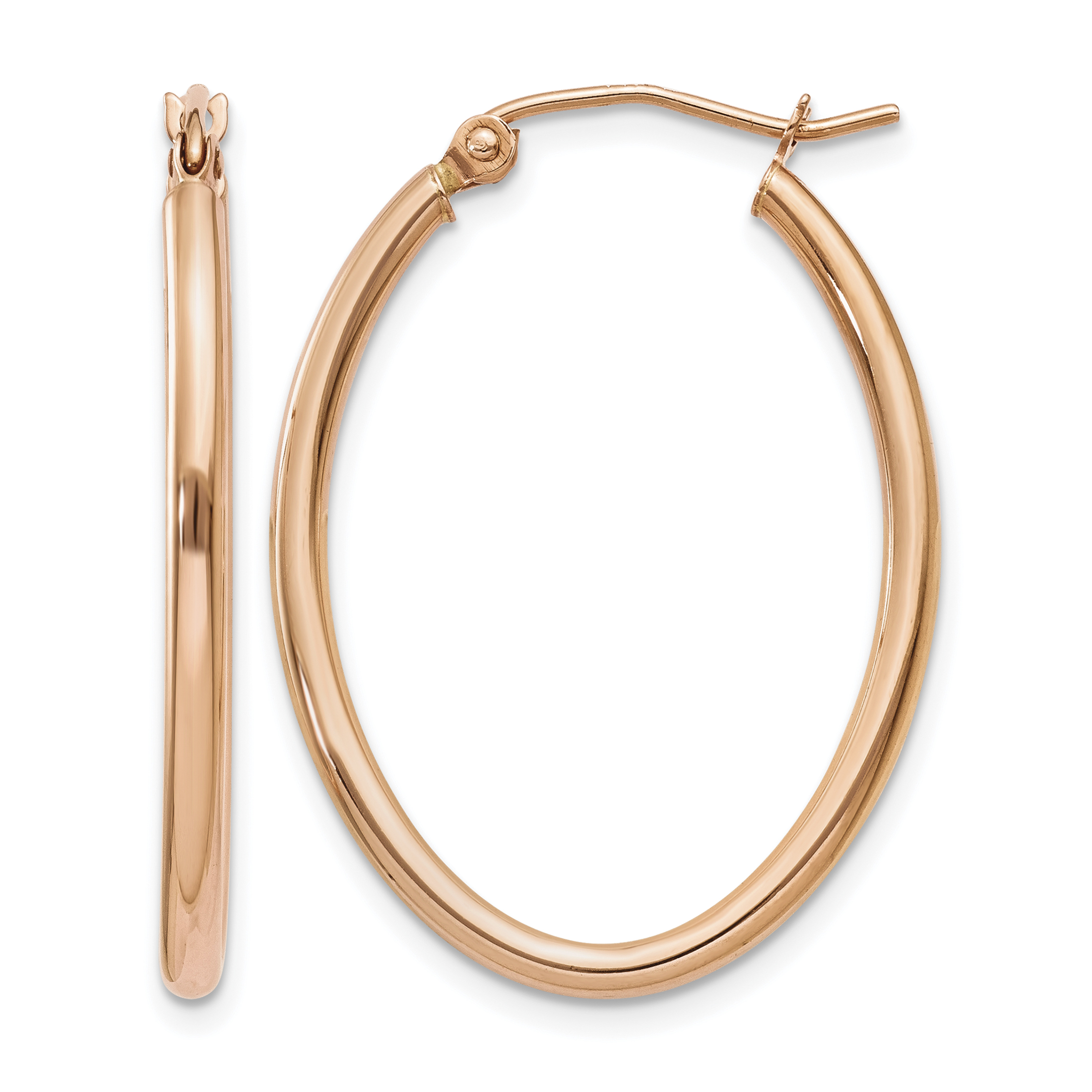 14k Rose Gold Oval Hoop Earrings (TF594)