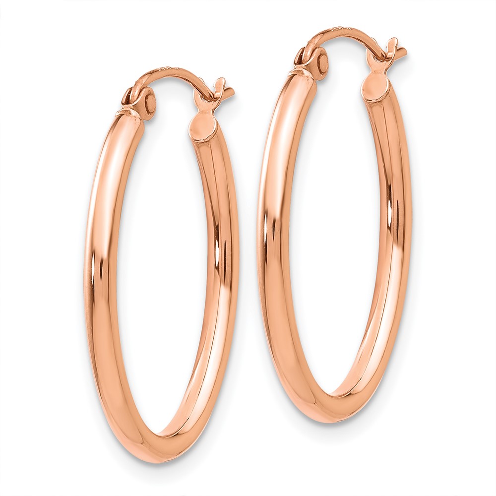 14k Rose Gold Oval Hoop Earrings (TF595)