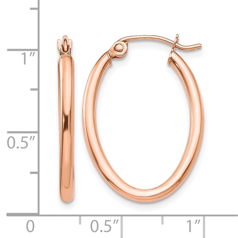 14k Rose Gold Oval Hoop Earrings (TF595)