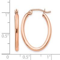 14K Rose Gold 2x 24mm Polished Oval Tube Hoop Earrings view 4