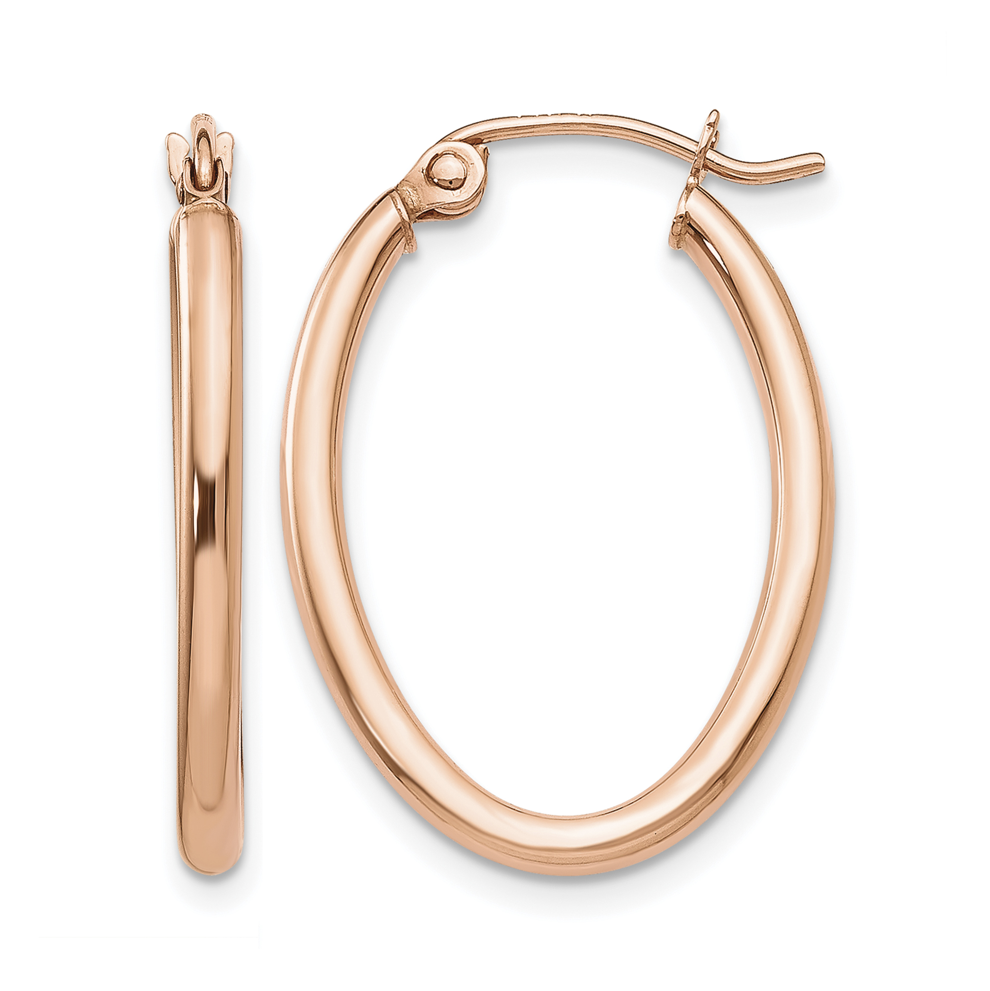 14k Rose Gold Oval Hoop Earrings (TF595)