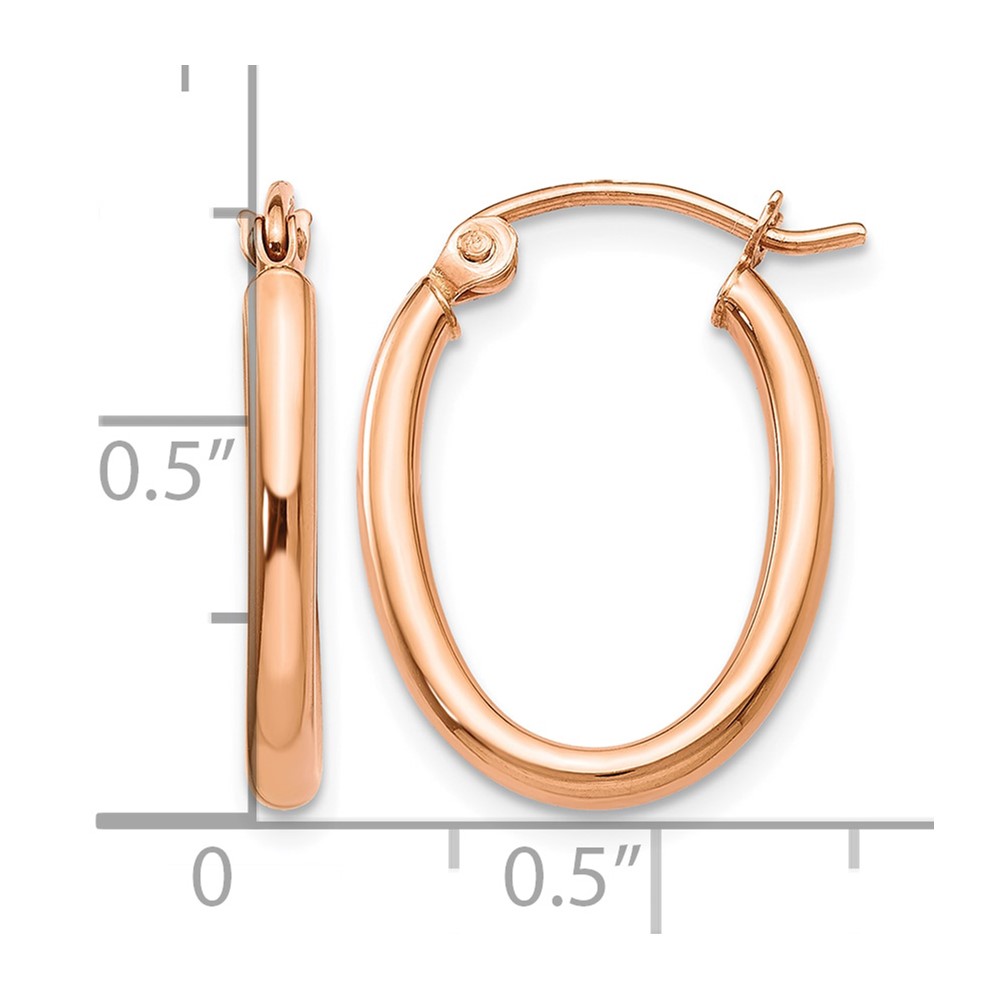 14k Rose Gold Oval Hoop Earrings (TF596)