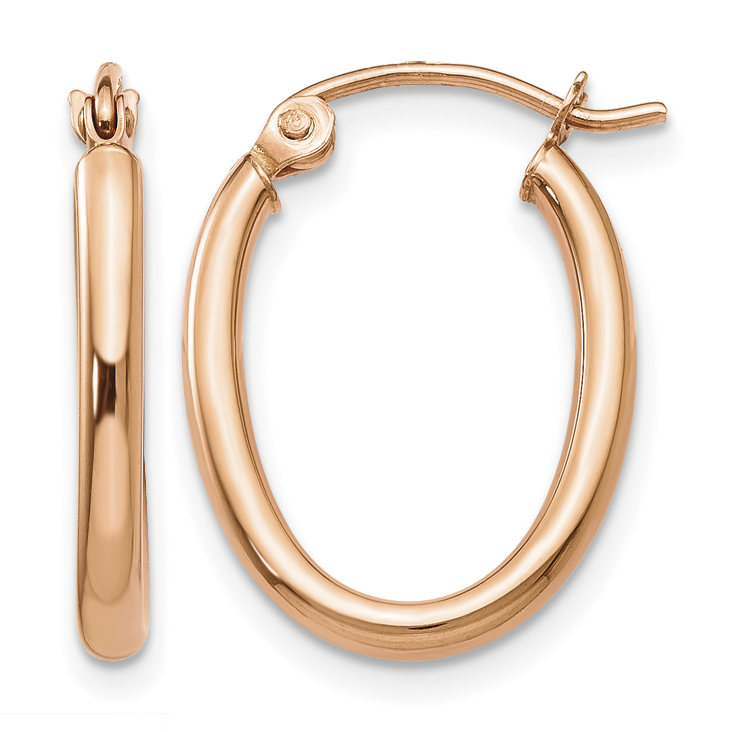 14k Rose Gold Oval Hoop Earrings (TF596)