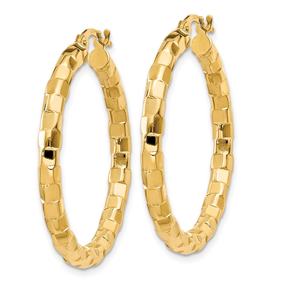 14k Polished/Textured Post Hoop Earring (TF602)
