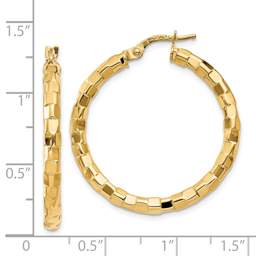 14k Polished/Textured Post Hoop Earring (TF602)