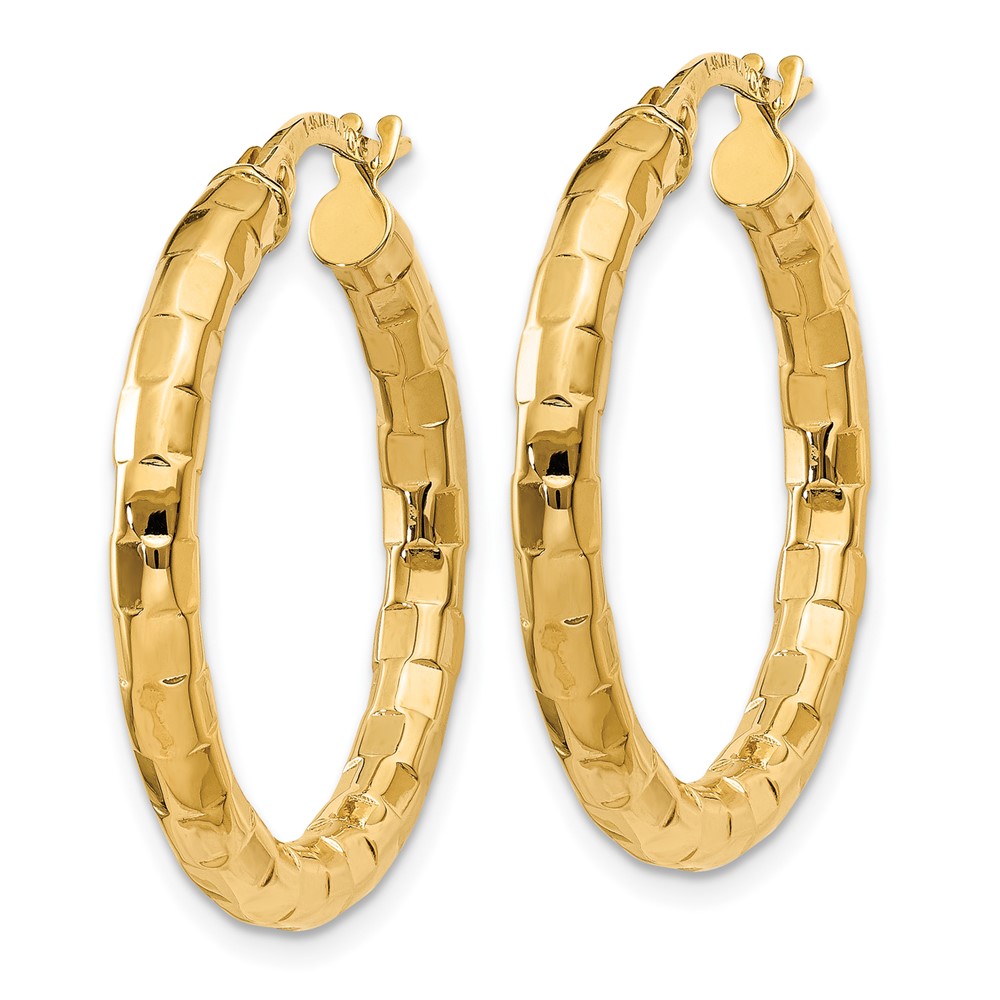 14k Polished/Textured Post Hoop Earring (TF603)