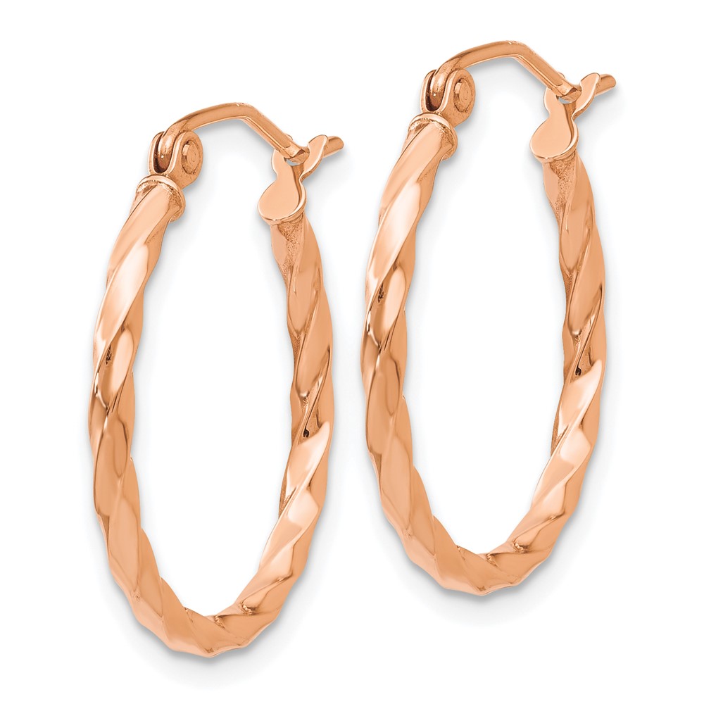 14k Rose Gold Twisted Hoop Earrings (TF604)