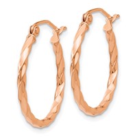 14K Rose Gold Twisted Hoop Earrings view 2