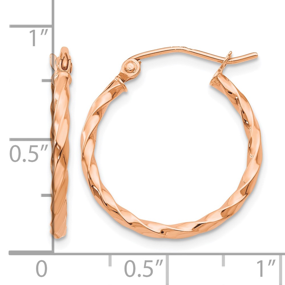 14k Rose Gold Twisted Hoop Earrings (TF604)