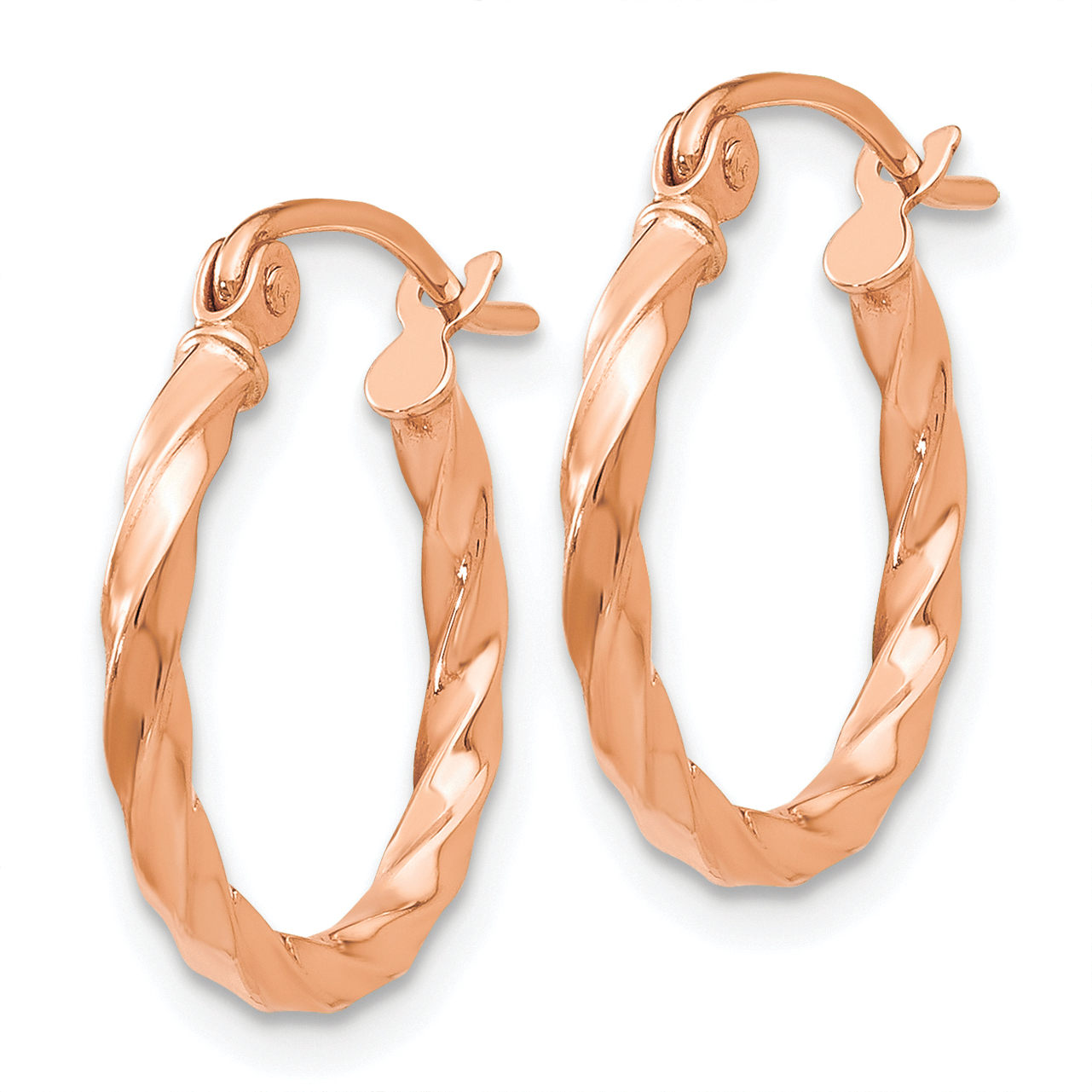 Pendientes de aro retorcido de oro rosa de 14 K TF605 - Imagen 2 de 4