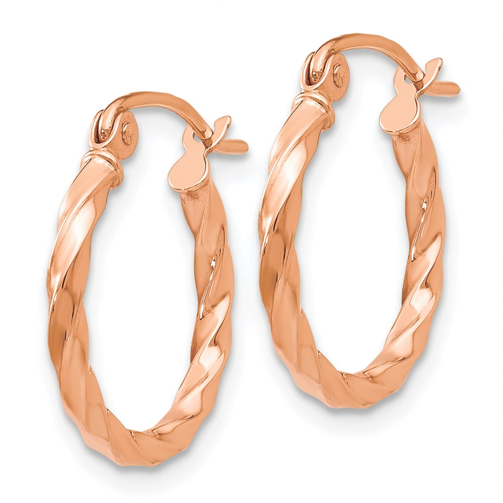 14k Rose Gold Twisted Hoop Earrings (TF605)