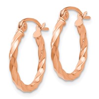 14K Rose Gold Twisted Hoop Earrings view 2