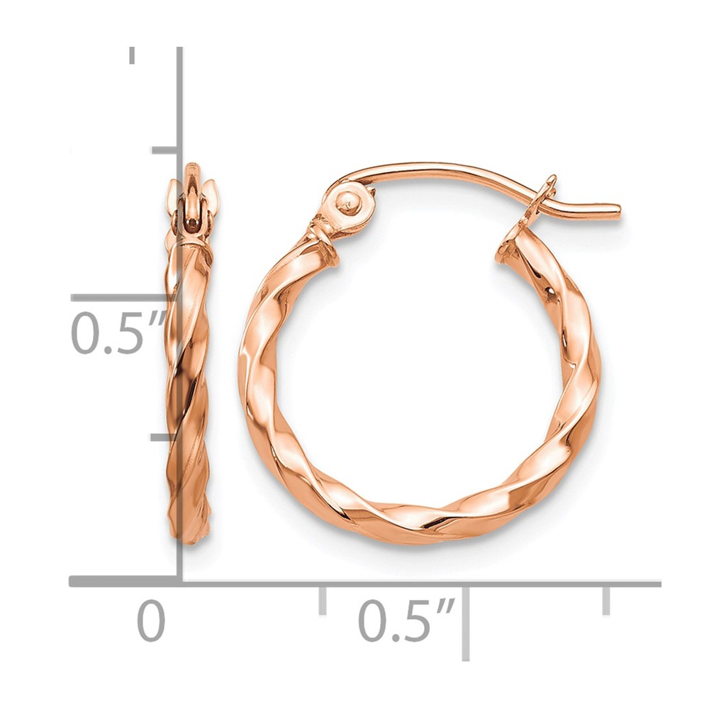 14k Rose Gold Twisted Hoop Earrings (TF605)