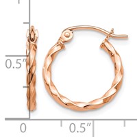 14K Rose Gold Twisted Hoop Earrings view 4