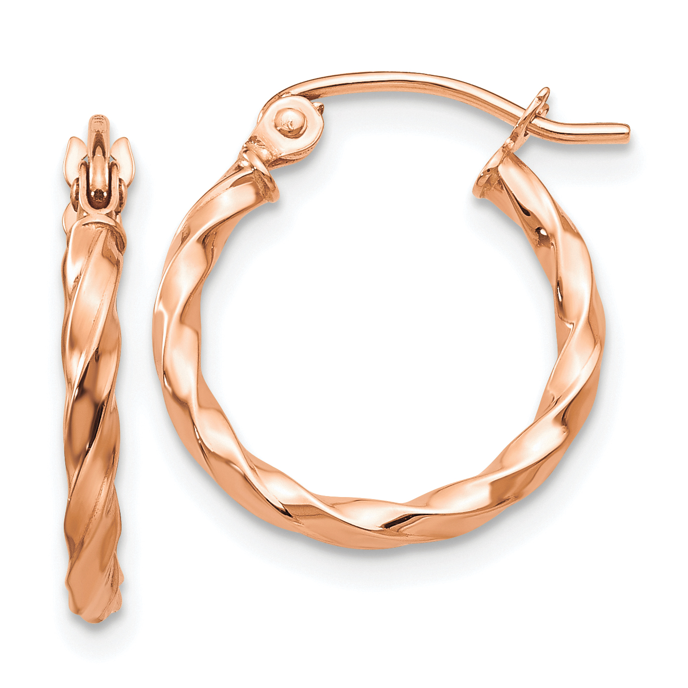Pendientes de aro retorcido de oro rosa de 14 K TF605 - Imagen 1 de 4