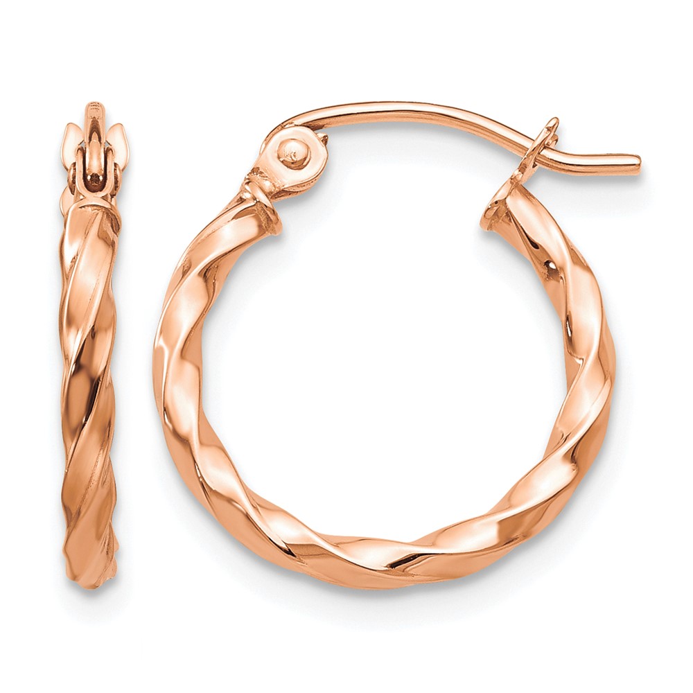 14k Rose Gold Twisted Hoop Earrings (TF605)