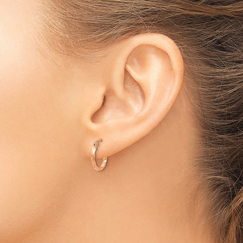 14k Rose Gold Twisted Hoop Earrings (TF606)
