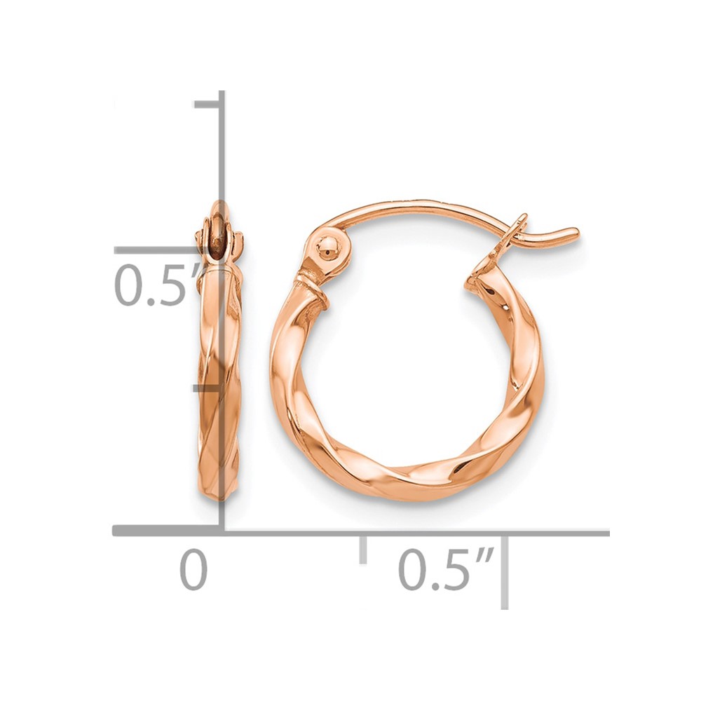 14k Rose Gold Twisted Hoop Earrings (TF606)