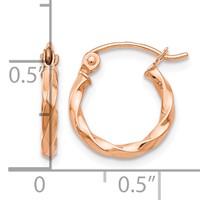 14K Rose Gold Twisted Hoop Earrings view 4