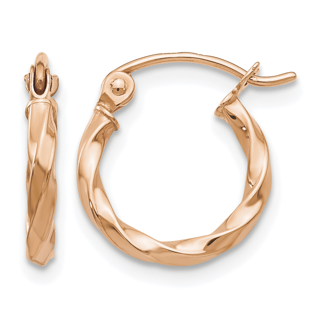 14k Rose Gold Twisted Hoop Earrings (TF606)