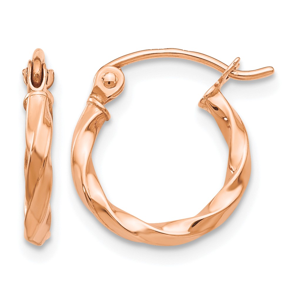 14k Rose Gold Twisted Hoop Earrings (TF606)
